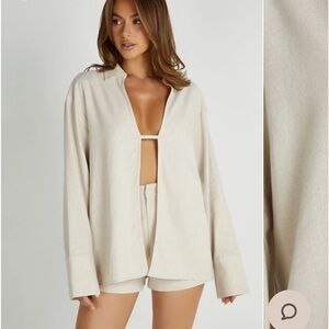 Meshki TASHA Oversized Linen Shirt - Natural size XS NWT